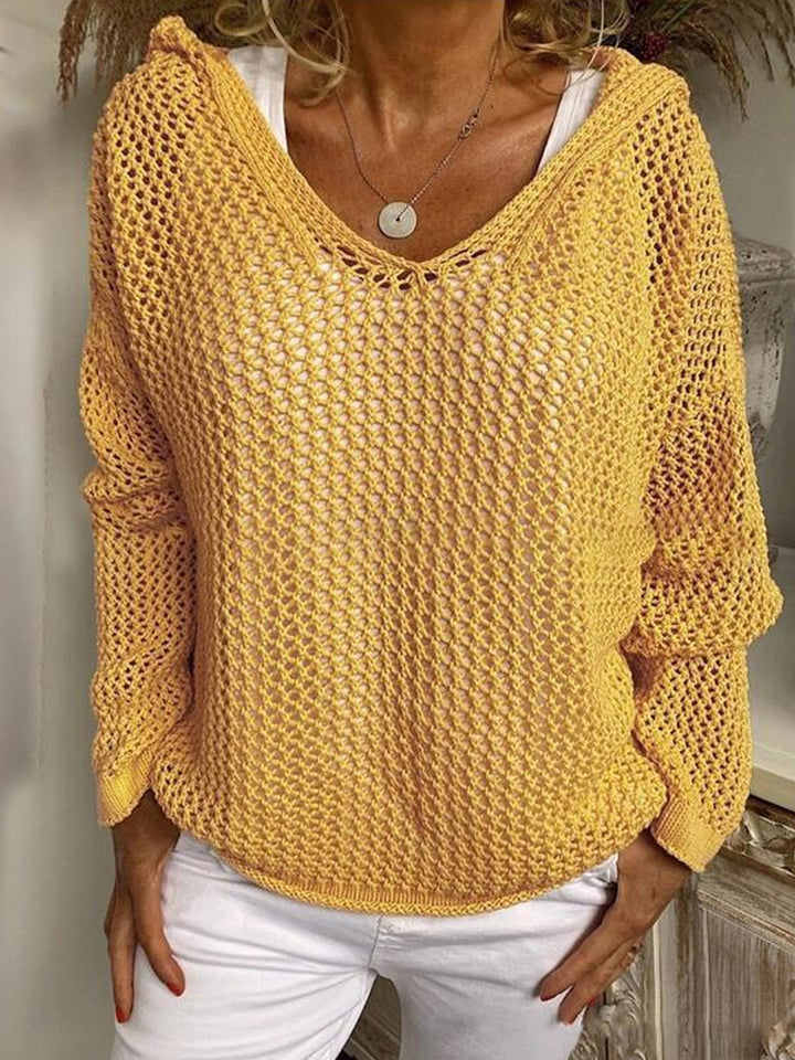Damen leichter Strickpullover Hoodie Drune