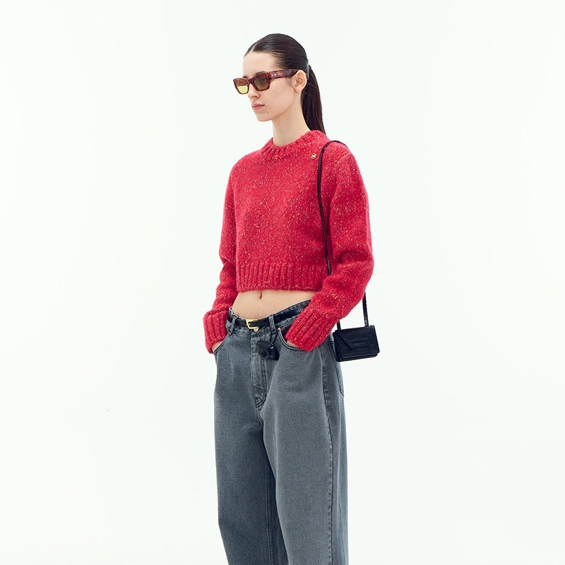 Damen modischer kurz geschnittener Pullover Drune