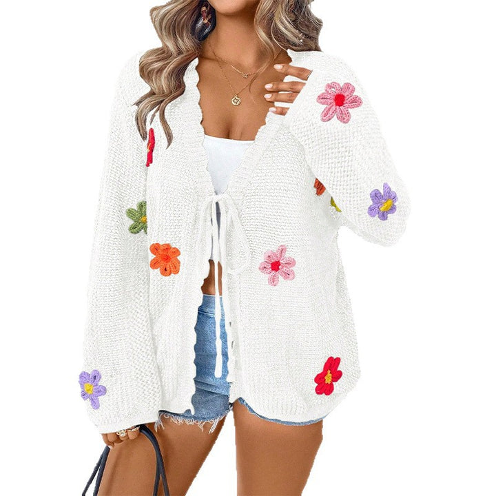Damen Strickjacke mit floralem Design Drune