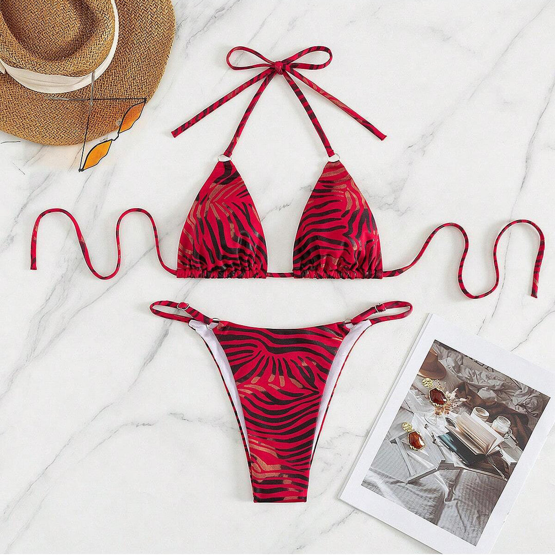 Damen Triangel-Bikini mit trendy Tierdruck Drune