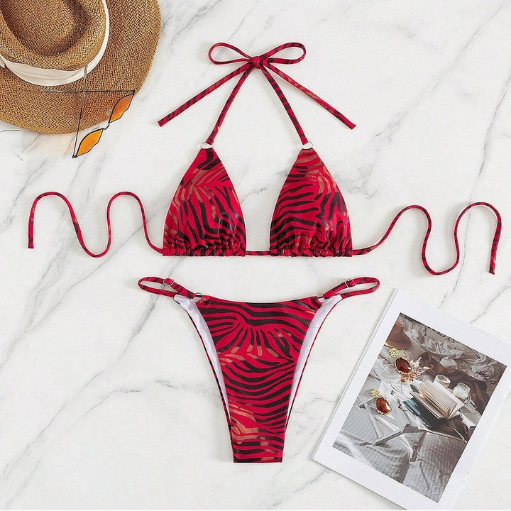 Damen Triangel-Bikini mit trendy Tierdruck Drune