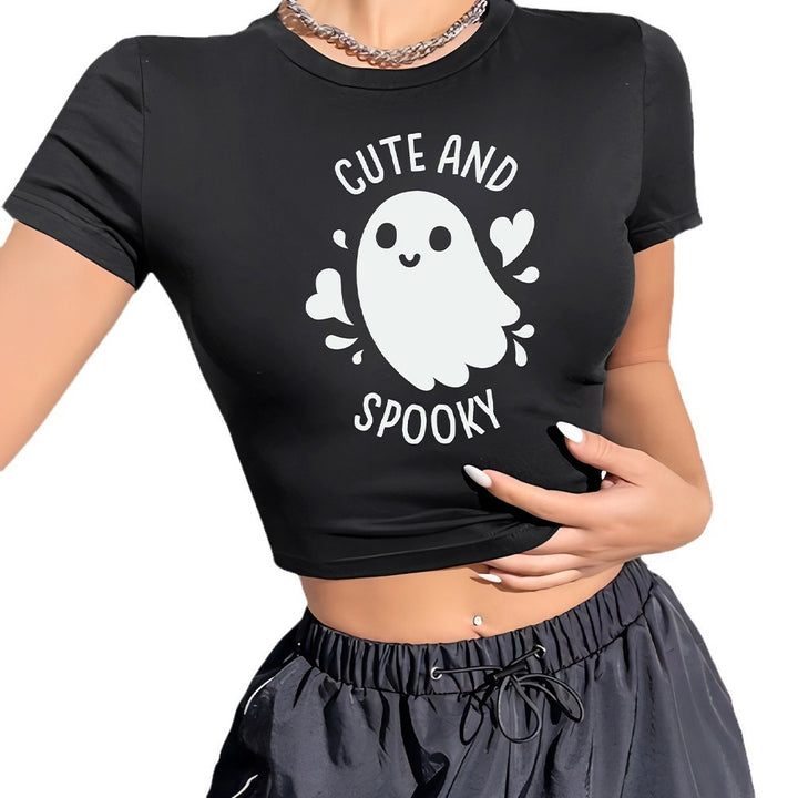 Damen Crop-Shirt mit verspieltem Geistermotiv Drune