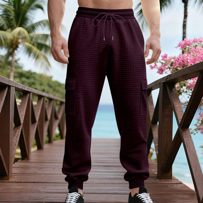 Herren Texturierte Cargo-Jogginghose mit Tunnelzug, aufgesetzten Klappentaschen und gerippten Bündchen Drune