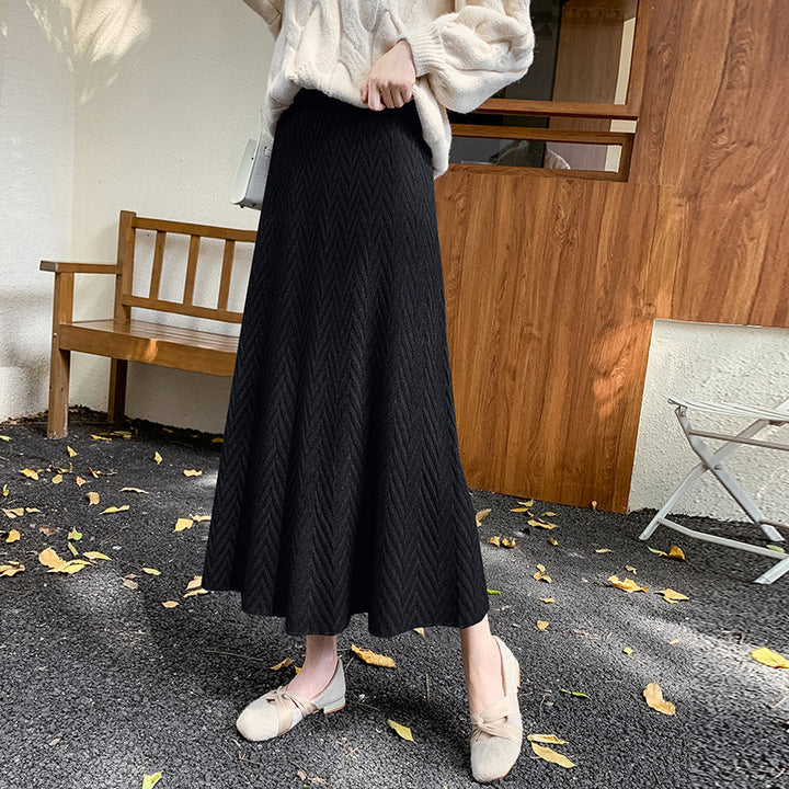 Damen Eleganter Strickrock mit strukturiertem Zopfmuster Drune