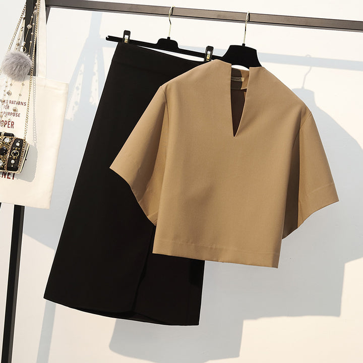 Damen Elegante Bluse mit V-Ausschnitt und weitem Schnitt Drune