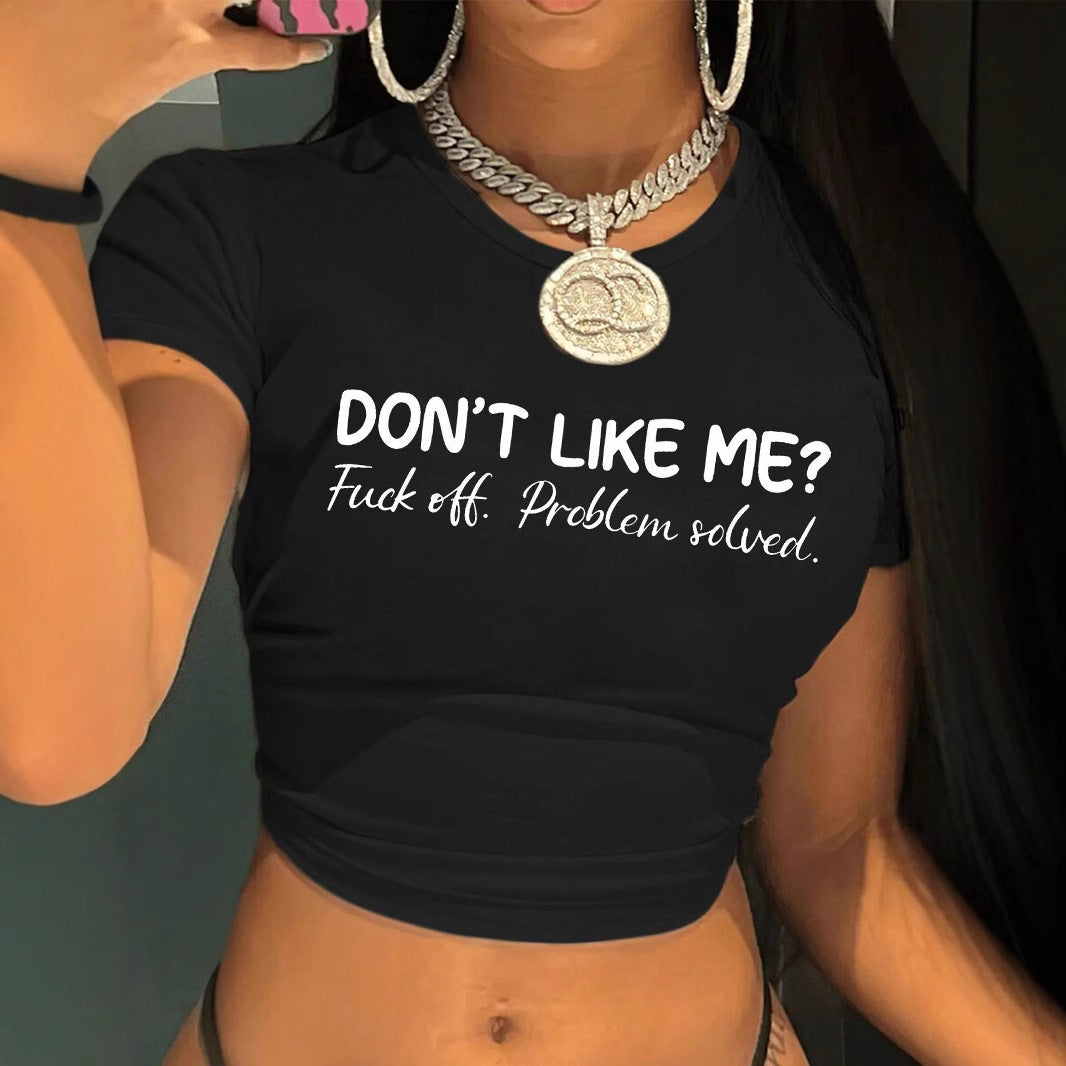 Damen T-Shirt mit künstlerischem Statement-Print und figurbetontem Schnitt Drune