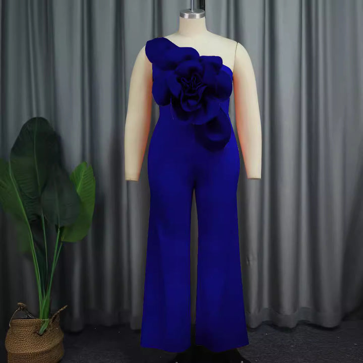 Damen eleganter Overall mit großem Blumenakzent Drune