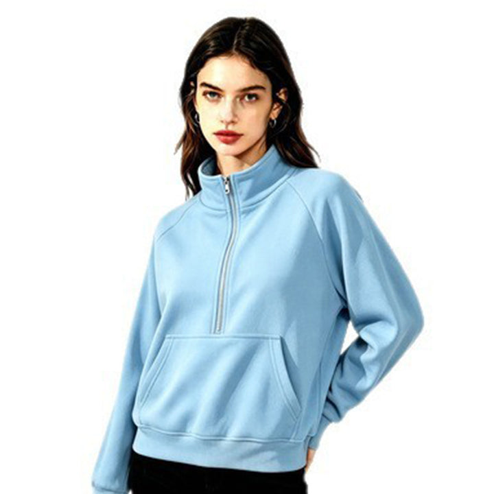Damen Sportlicher Kapuzenpullover mit Stehkragen Drune