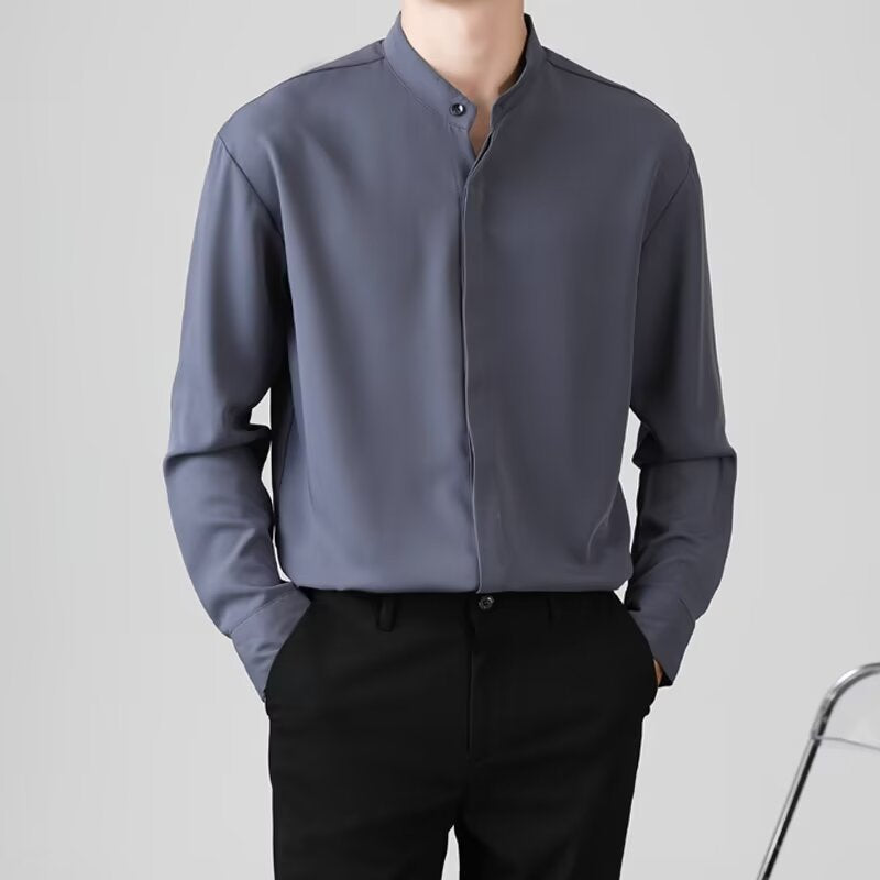 Herren Elegantes Stehkragenhemd Drune
