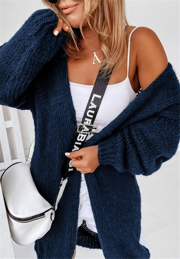 Damen Grober Strickcardigan mit voluminösen Ärmeln und offener Front Drune