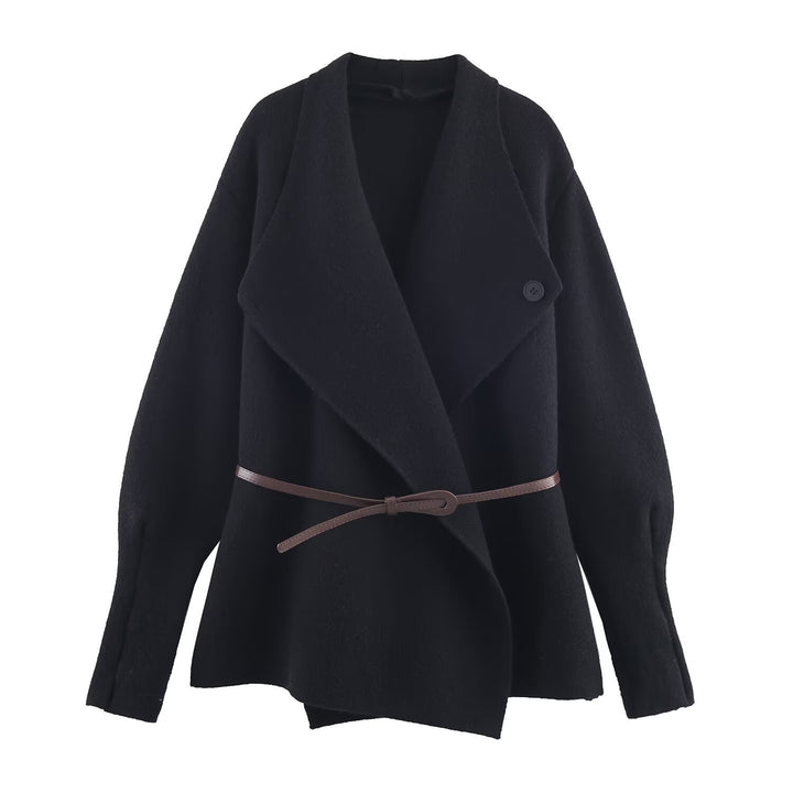 Damen Wickel-Mantel mit Oversize-Schalkragen und Taillengürtel Drune
