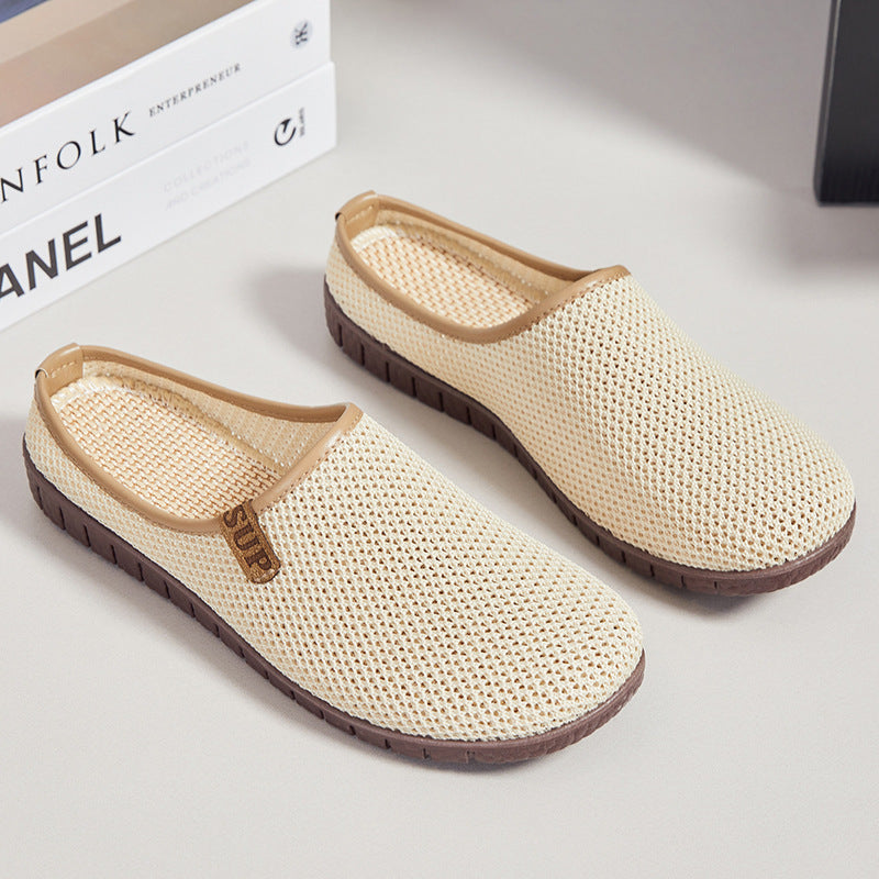 Damen nan atmungsaktiver gestrickter Slipper mit gewebtem Komfortfußbett und flexibler Profilsohle Drune