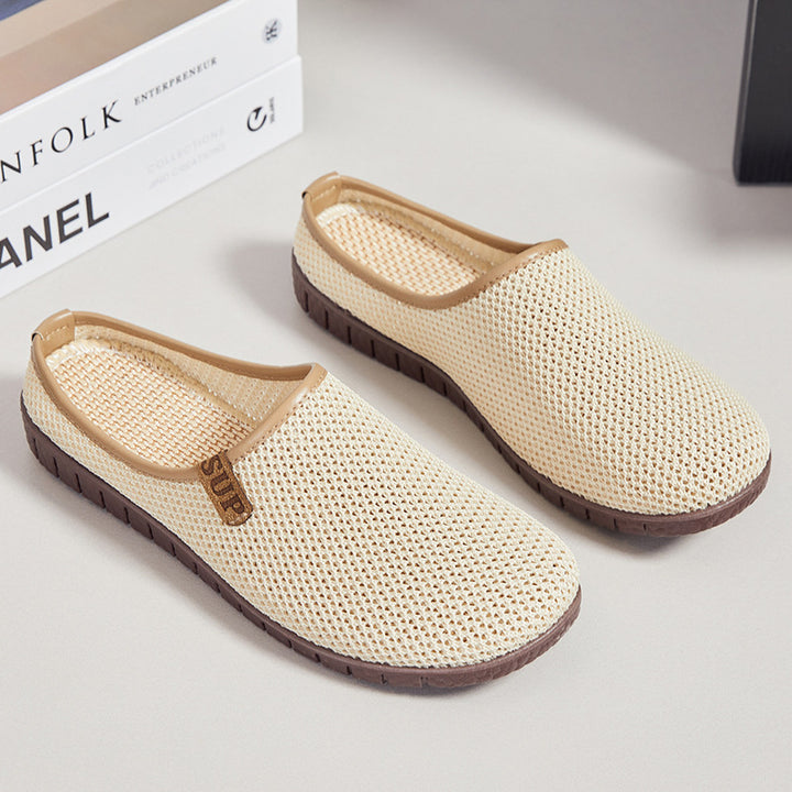 Damen nan atmungsaktiver gestrickter Slipper mit gewebtem Komfortfußbett und flexibler Profilsohle Drune
