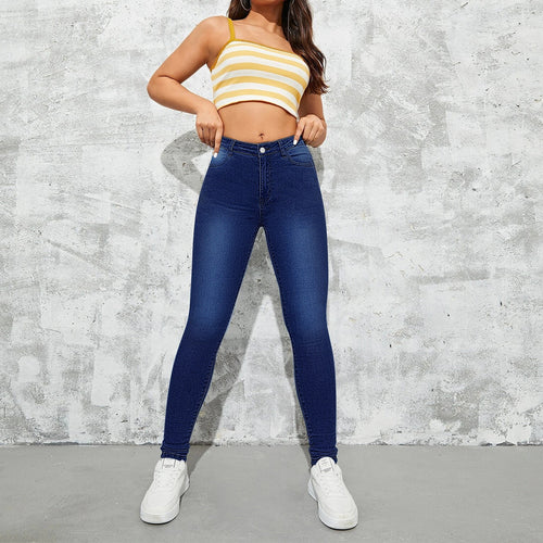Damen High-Waist Skinny Jeans mit formendem Stretch und Push-up-Effekt Drune