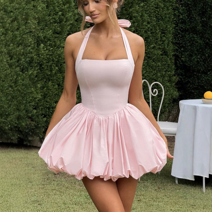 Damen Verspieltes Cocktailkleid mit schwingendem Rock und verstellbarem Halter Drune