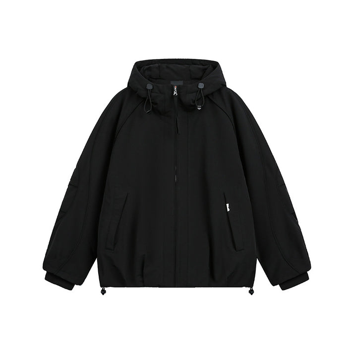Damen Oversized wattierte Kapuzenjacke mit Raglanärmeln und Kordelzug Drune