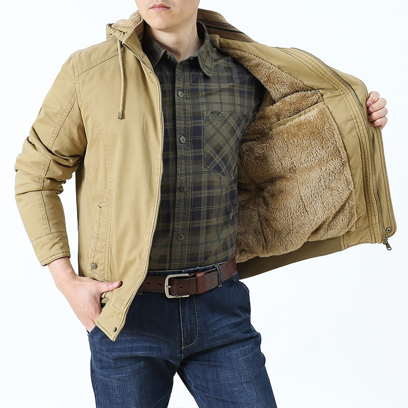 Herren Utility-Kapuzenjacke im Field-Parka-Stil mit Thermofutter und Multifunktions-Taschen Drune