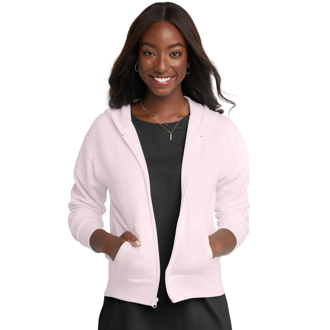 Damen Kapuzen-Sweatjacke mit durchgehendem Reißverschluss, Kängurutaschen und gerippten Bündchen Drune
