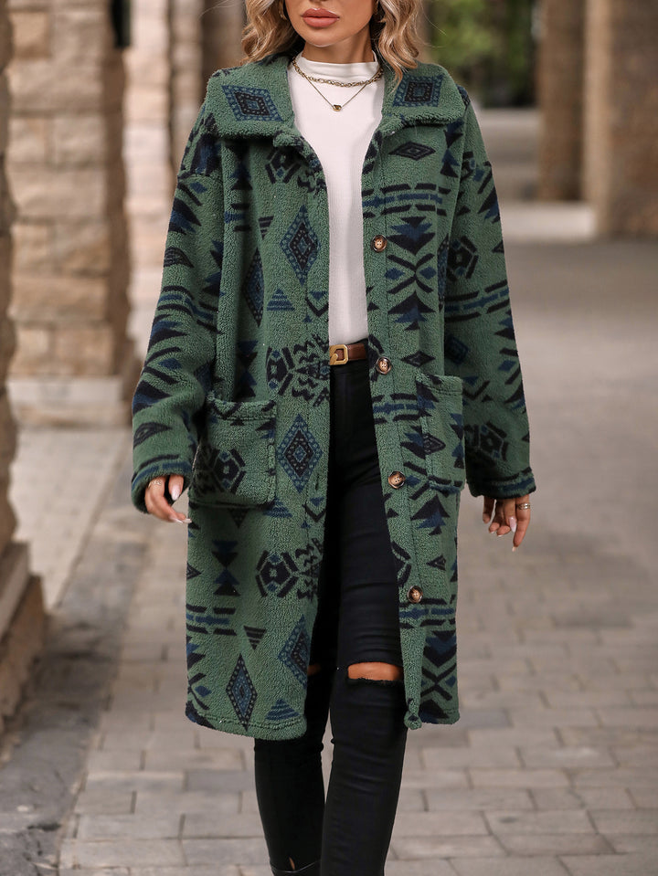 Damen Fleecejacke mit ethnischem Muster Drune