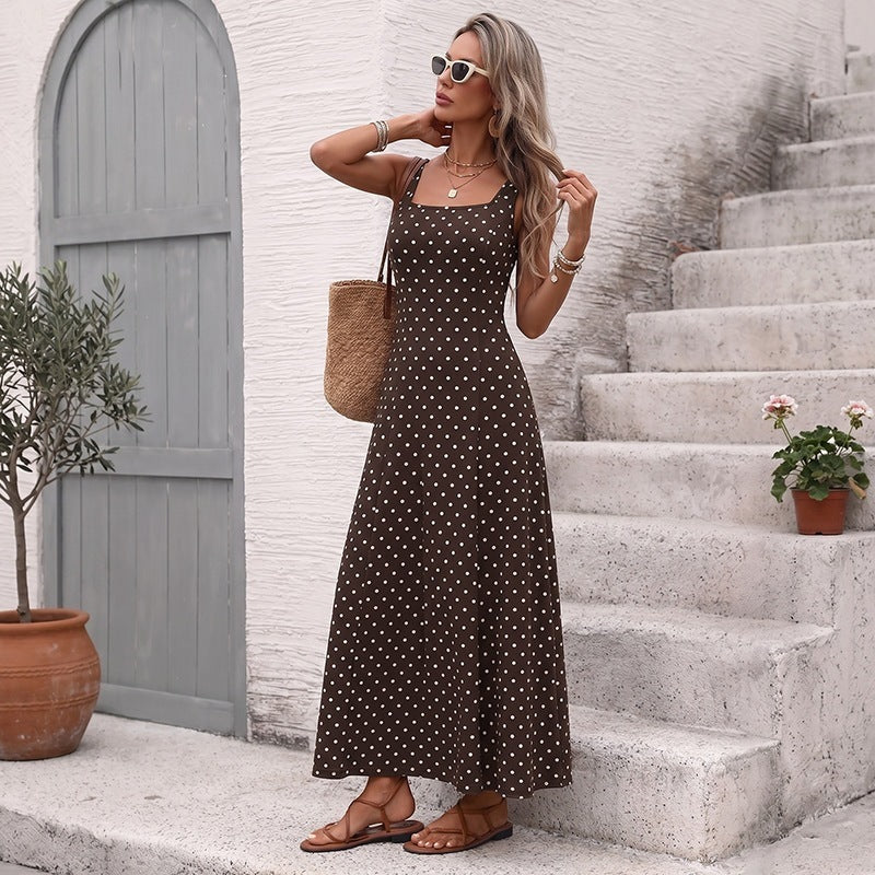Damen Trendiges Maxikleid mit Punkten Drune