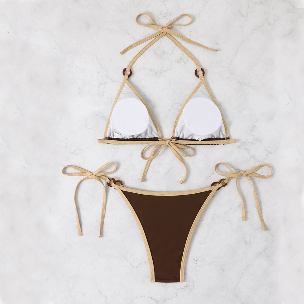 Damen Triangel-Bikini mit verstellbaren Trägern und Ringdetails Drune