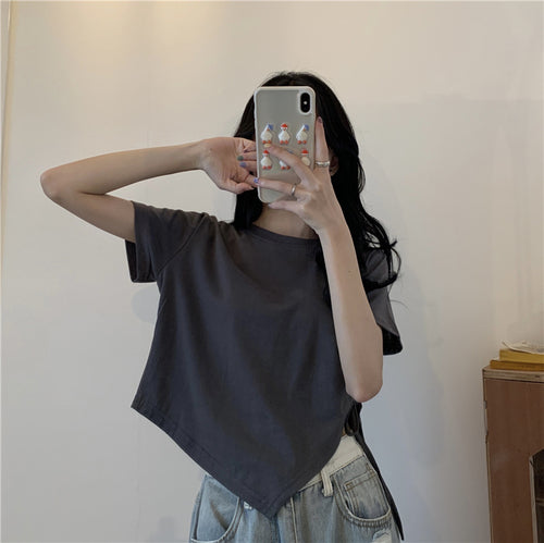 Damen Crop-Top mit asymmetrischem Saum und lockerem Schnitt