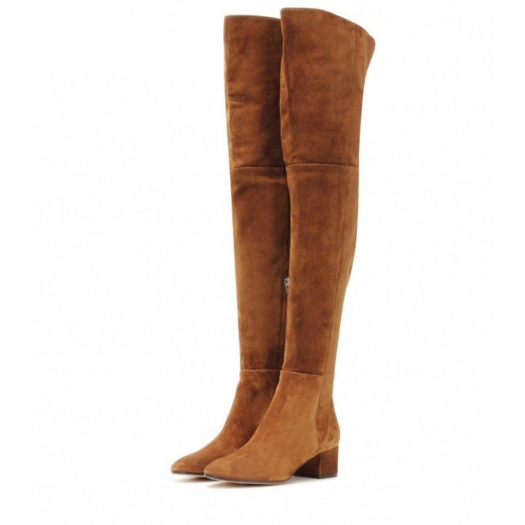 Damen Über-das-Knie Wildleder Blockabsatz Stiefel Drune