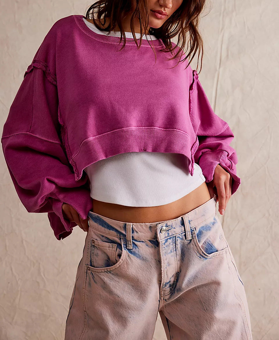 Damen lässiger Oversized-Pullover mit weichen Ärmelabschlüssen und lässigem Schnitt Drune