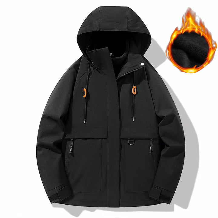 Herren Wattierte Softshell-Funktionsjacke mit Kapuze, Fleece-Innenfutter & verdecktem Reißverschluss Drune