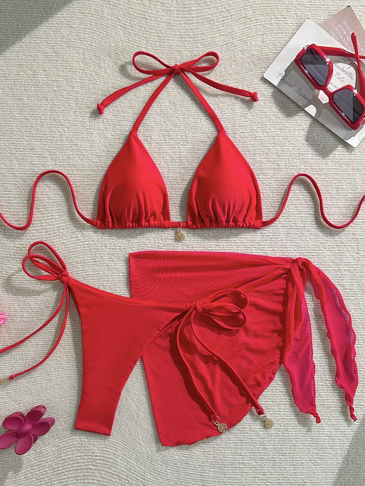 Damen Triangel-Bikini mit seitlichem Wickelrock Drune