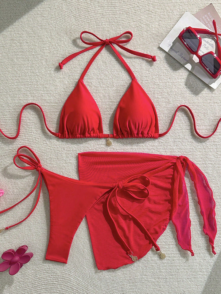 Damen Triangel-Bikini mit seitlichem Wickelrock Drune