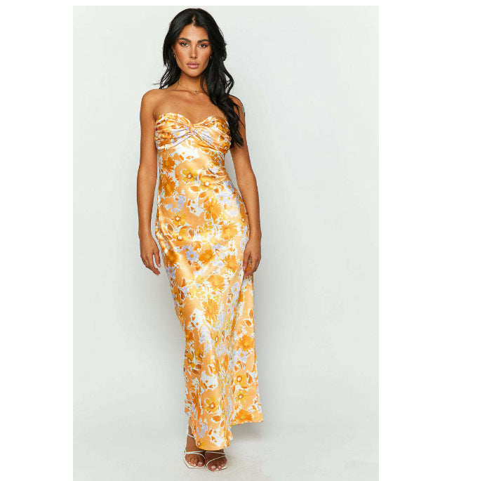 Damen Langärmliges Maxikleid mit floralen Akzenten Drune