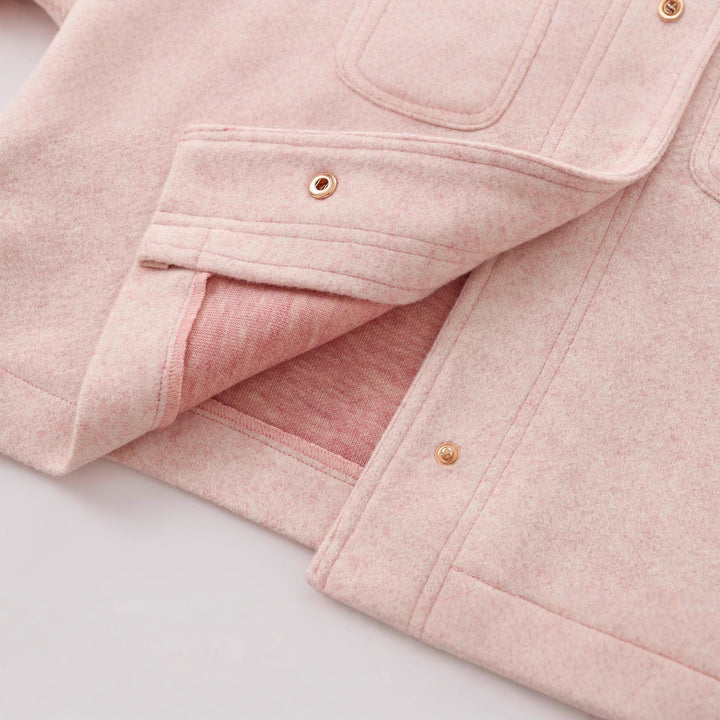 Damen Cropped Wollmix‑Jacke im Boxy‑Schnitt mit Rundhalsausschnitt und Zierdruckknöpfen Drune