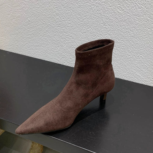 Damen Elegante Ankle-Boots aus weichem Wildleder mit modischem Stiletto Drune