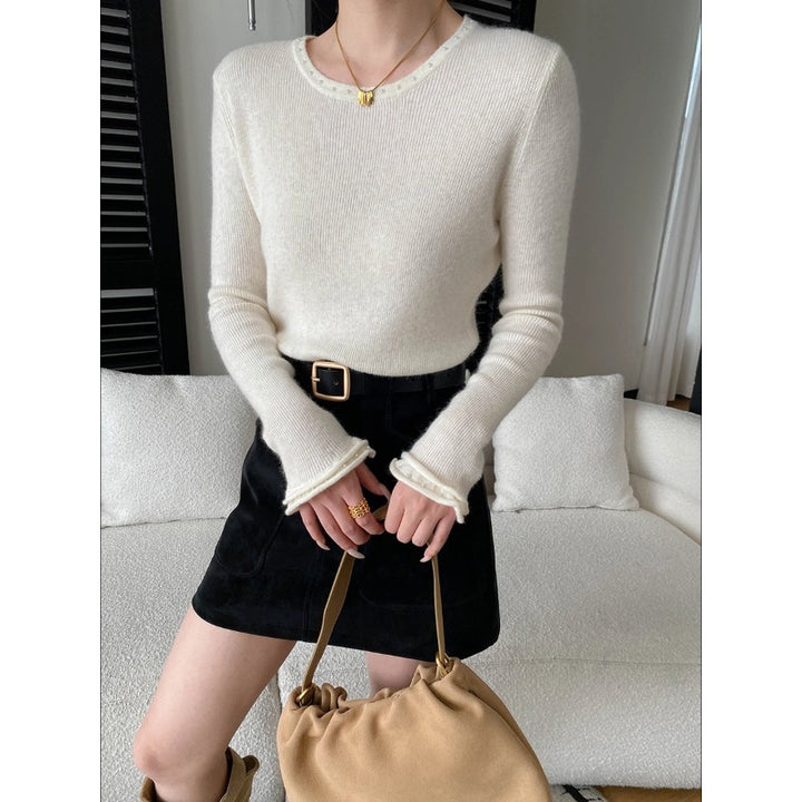 Damen eleganter Strickpullover mit dekorativen Details Drune