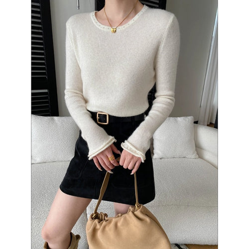 Damen eleganter Strickpullover mit dekorativen Details Drune