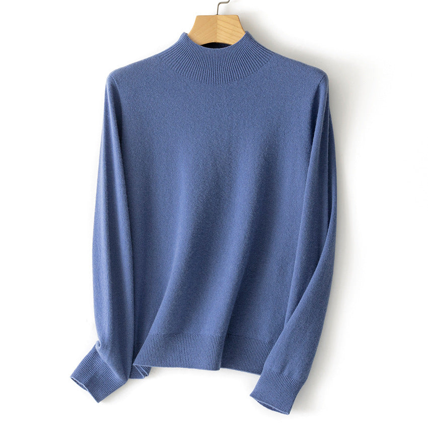 Damen Feiner Stehkragen-Pullover aus Kaschmir-Mix mit gerippten Abschlüssen Drune