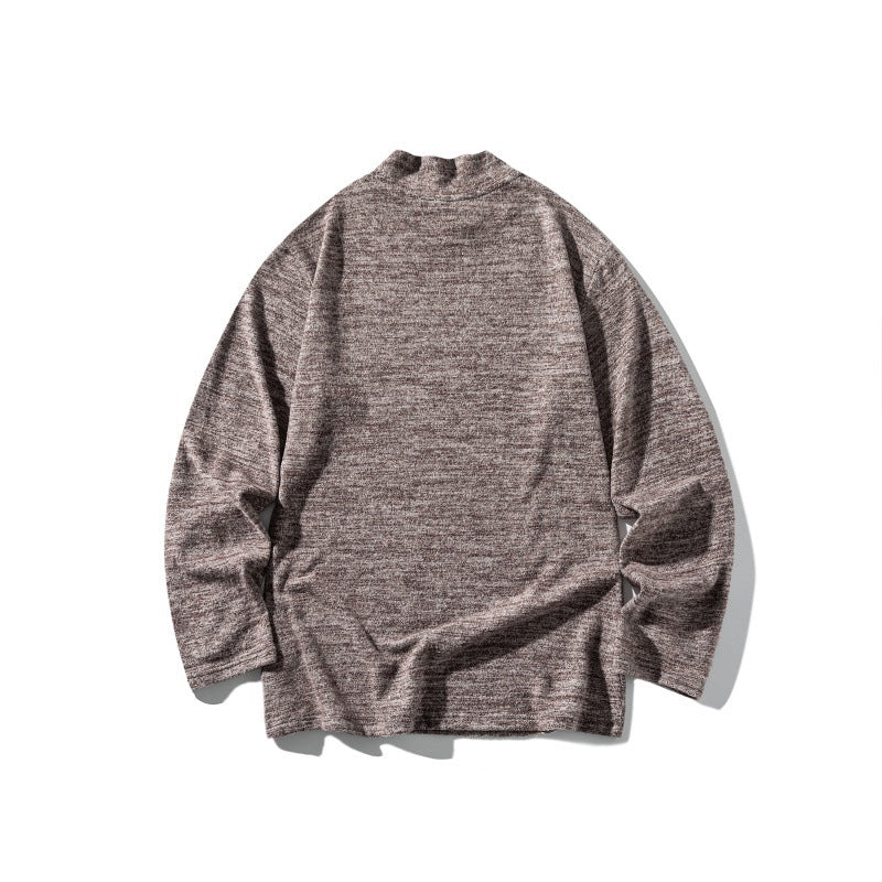 Unisex Feinstrick-Mockneck-Pullover mit melierter Struktur und relaxed Fit Drune