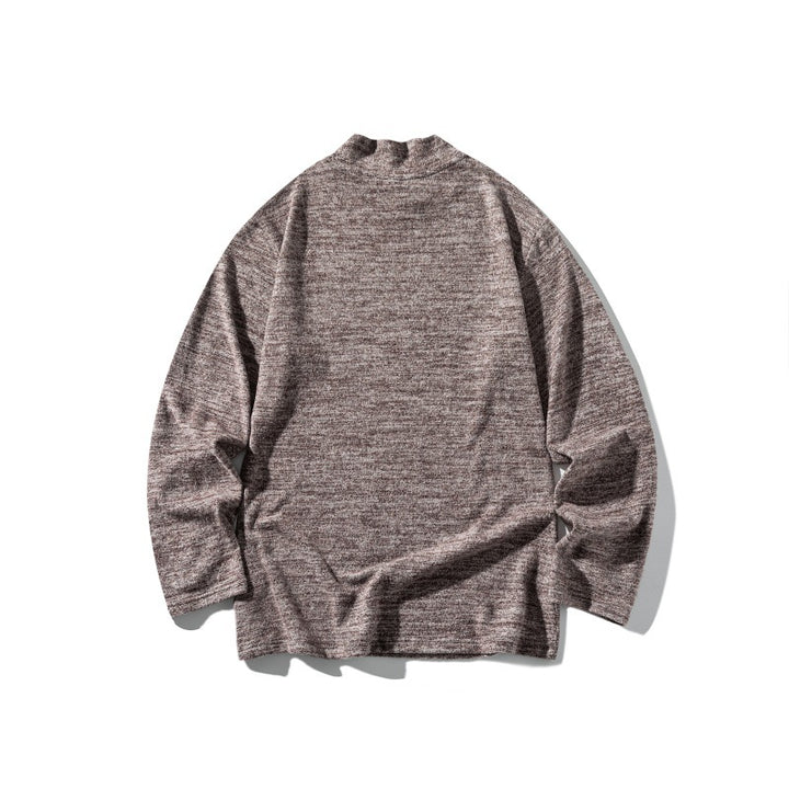 Unisex Feinstrick-Mockneck-Pullover mit melierter Struktur und relaxed Fit Drune