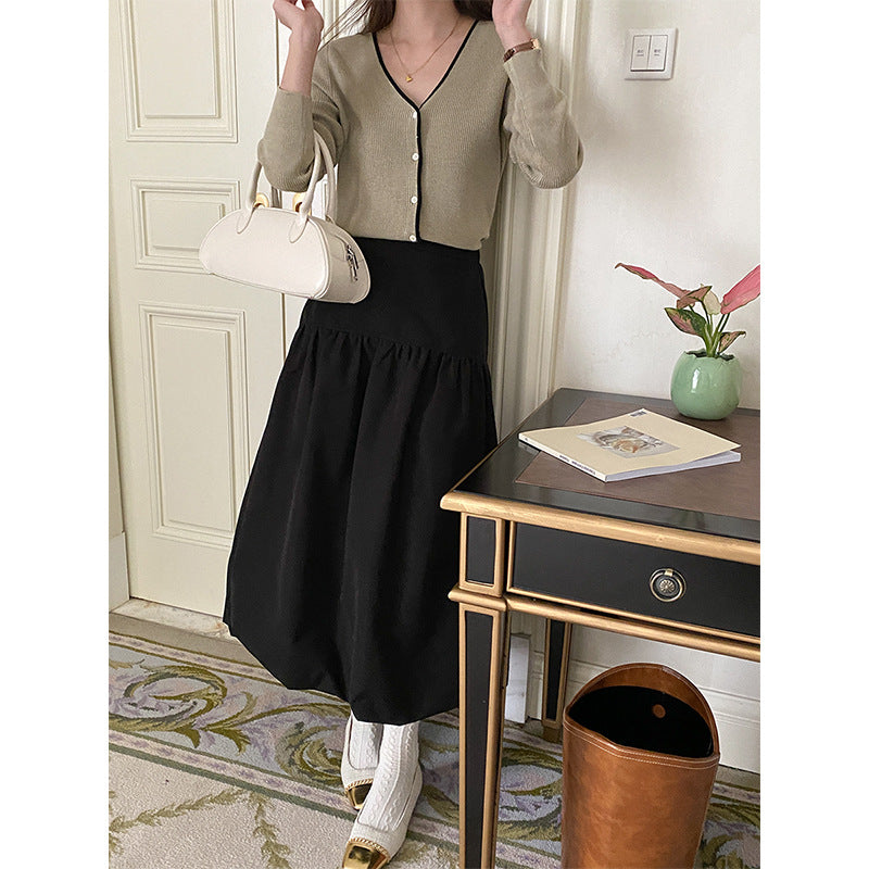 Damen modischer Cardigan mit V-Ausschnitt und Knopfdetails Drune