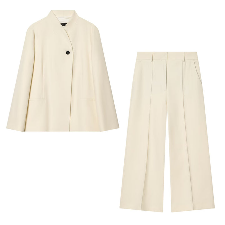 Damen Zweiteiliges Anzugs-Set mit Oversize-Longblazer und High-Waist Bundfaltenhose Drune