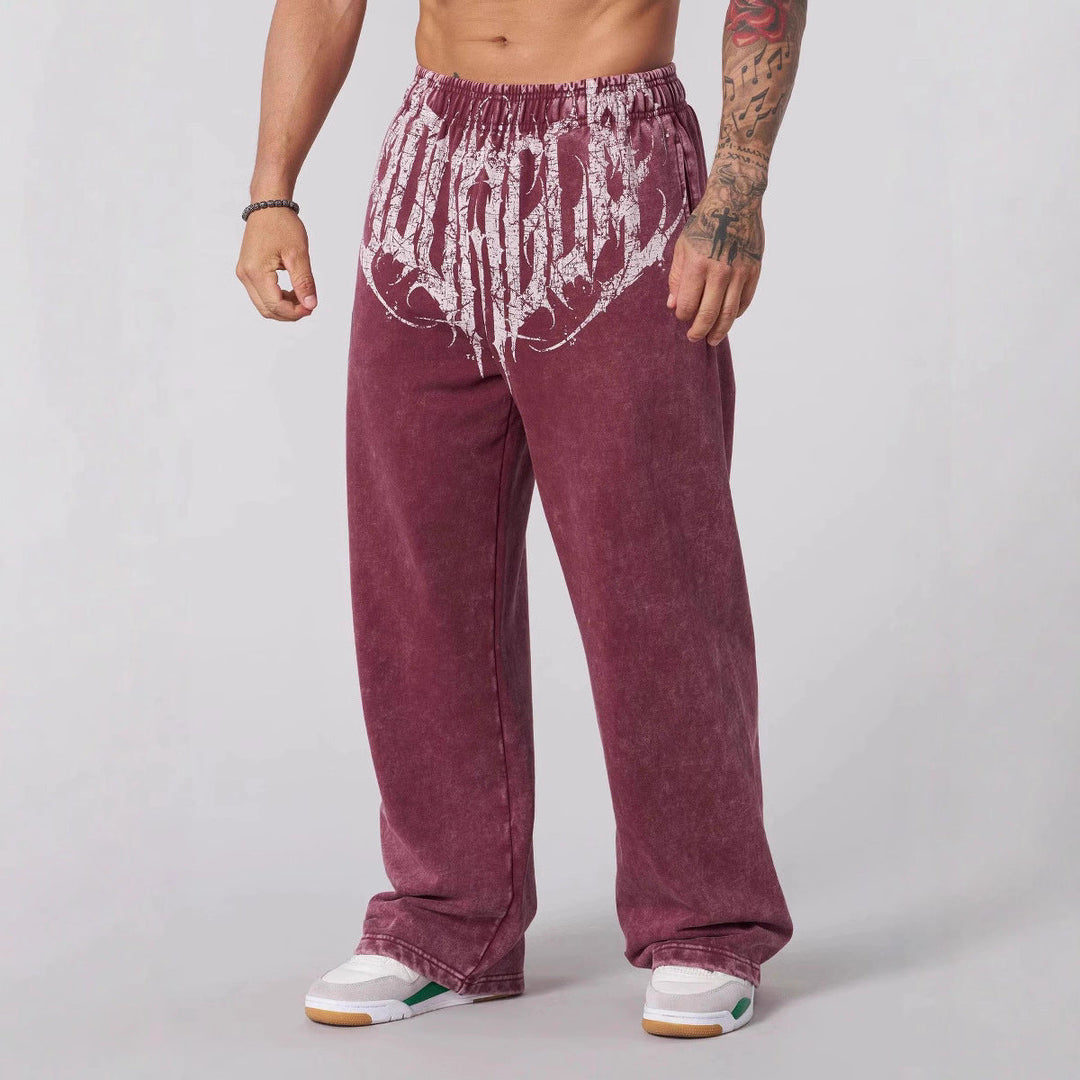 Herren nan weiche gewaschene Jogginghose mit weitem Schnitt und elastischem Bund Drune