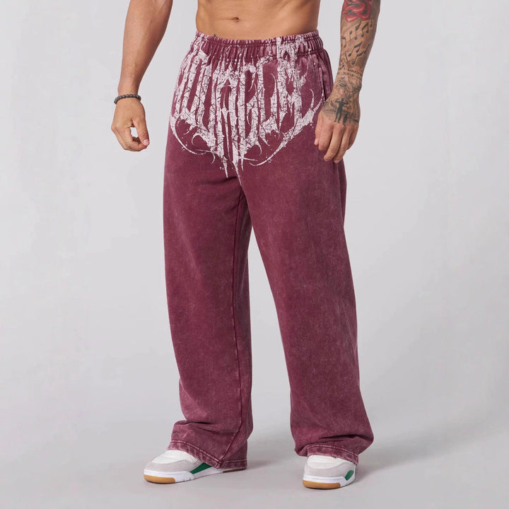 Herren nan weiche gewaschene Jogginghose mit weitem Schnitt und elastischem Bund Drune