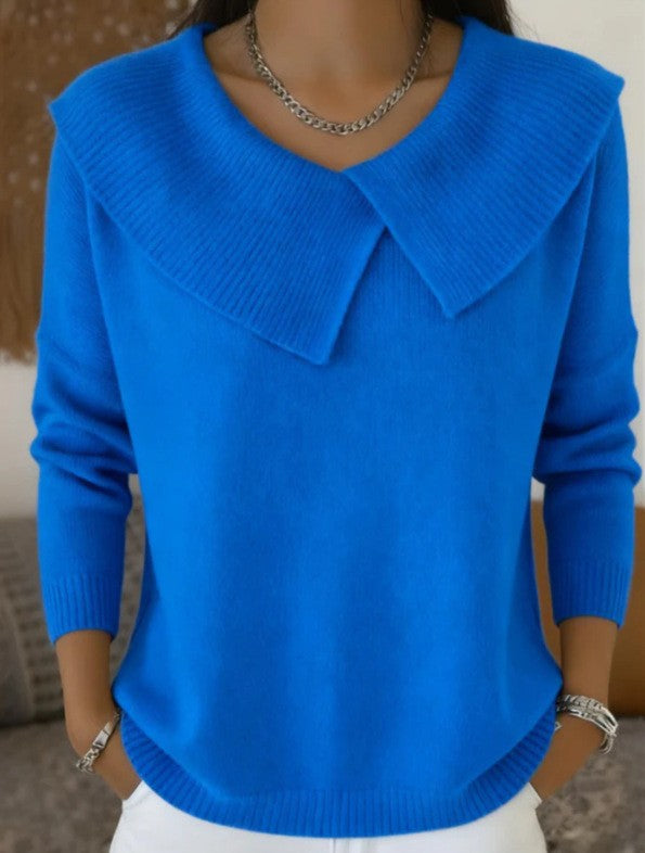 Damen nan grobgestrickter Pullover mit übergroßem Matrosenkragen und gerippten Abschlüssen Drune