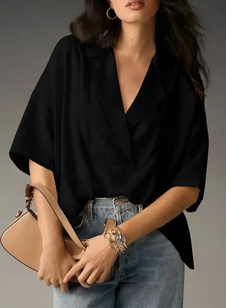 Damen luftige Kurzarmbluse im modernen Oversized-Schnitt Drune