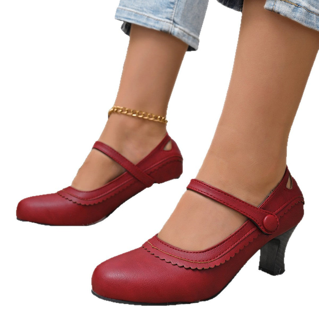 Damen Absatzschuhe mit verstellbarem Riemen und eleganter Schnalle Drune