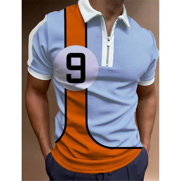 Herren Poloshirt mit maritimem Motiv und modernem Reißverschluss Drune