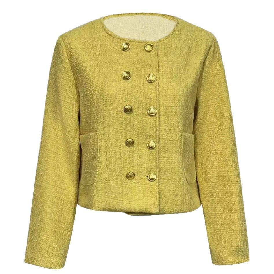 Damen Kurzjacke aus Bouclé mit doppelreihiger Knopfleiste und aufgesetzten Taschen Drune