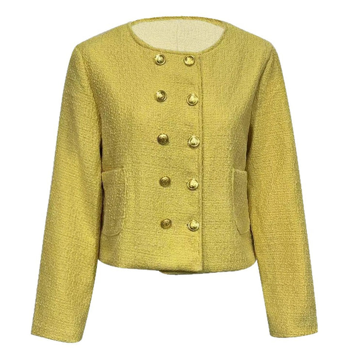 Damen Kurzjacke aus Bouclé mit doppelreihiger Knopfleiste und aufgesetzten Taschen Drune