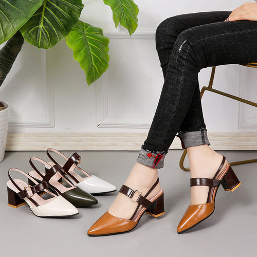 Damen Elegante Slingback-Pumps mit modischem Blockabsatz und verstellbarem Riemen Drune